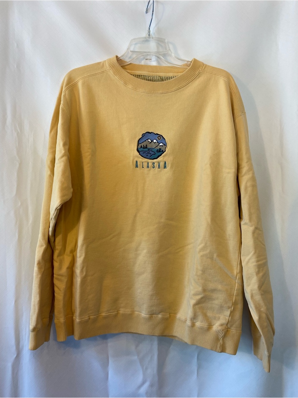 Vintage Gear For Sports Yellow Unisex Cotton Sweatshirt Embroidered Alaska Logo